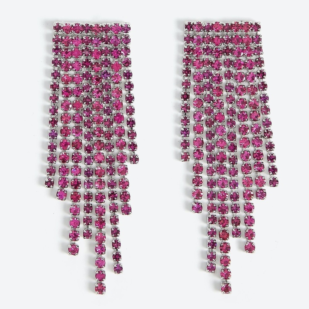 Express Purple Rhinestone Fringe Drop Earrings